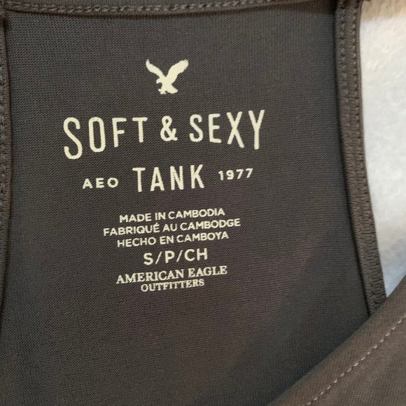 American Eagle Baby Doll Style Grey Tank Top - Picture 3 of 4